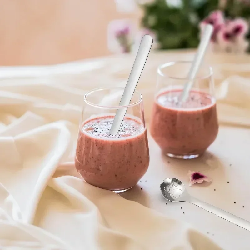 Creative Cute Cat Claw 401 Stainless Steel Spoon for Ice Cream Coffee Tea Dessert Spoon Kitchen Tableware Accessories 10/1PCS stainless steel spoon tea spoon