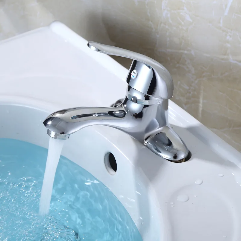 Copper Bathroom Sink Washbasin Basin Dual Hole Hot And Cold Water Faucet Bathroom Mixing Valve Two-piece Household Use