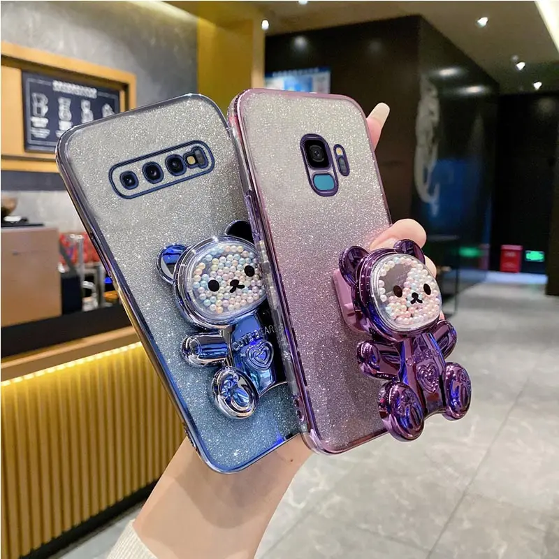 S10 Cute Bear Holder Case On Per Samsung Galaxy S10 Plus S 10 Plus S10 Note10 20 Ultra Plus Stand Cover S21Fe S 20 Fe S23 Fe