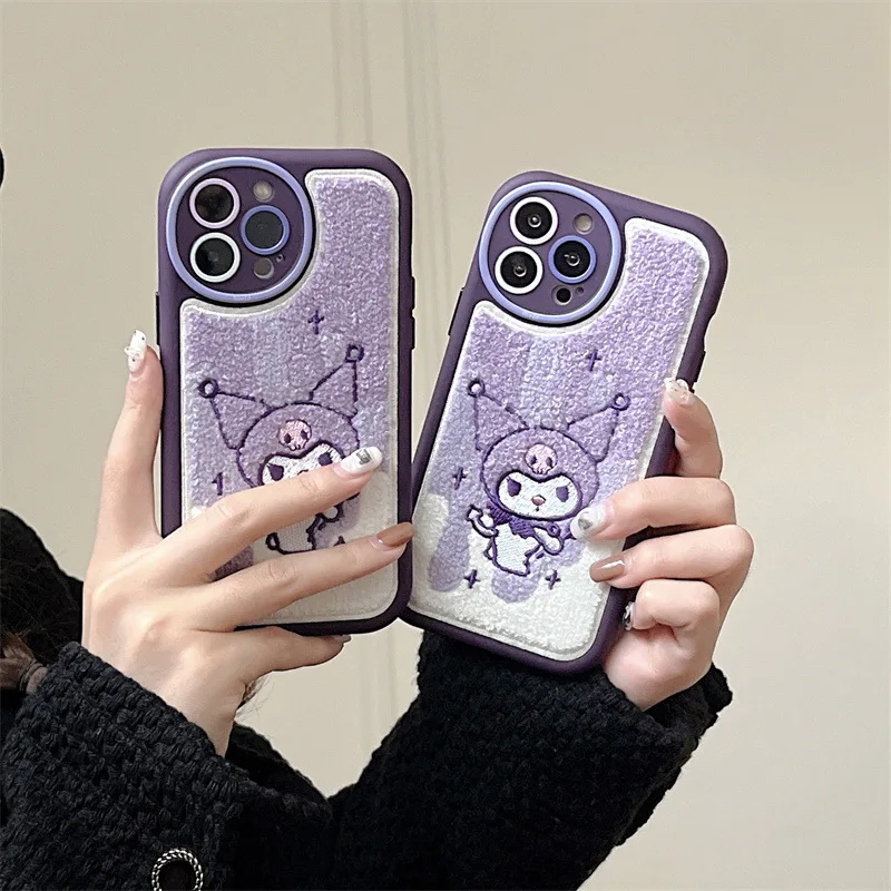 

Kawaii Sanrio Kuromi Phone Case Anime Cute Cartoon Character Girly Heart Personality iPhone 12/13Pro/14Promax Toy for Girls