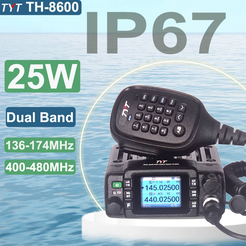 TYT TH-8600 IP67 Waterproof Mini Car Radio 25W Dual Band 144-148MHz/420- 450MHz Amateur HAM Mobile Car Radio TH8600 woki toki AliExpress