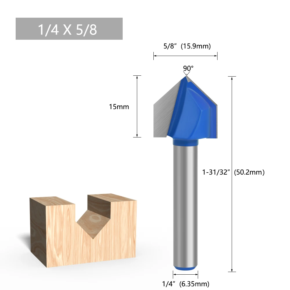 LAVIE 1 Stück 6mm 1/4 Zoll Schaft 90° V-Typ Nutfräser Gravur- und Nutwerkzeuge Fräser-Set Sicherheitsfräser MC09120S06 – Detail 14