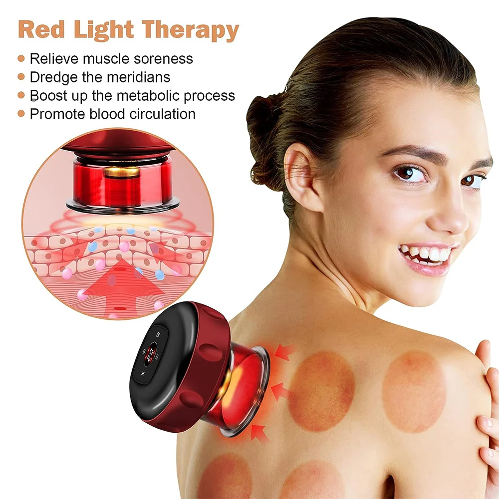 

Recharge Electric Vacuum Cupping Therapy Set Skin Scraping Massage Guasha Wireless Slimming Body Fat Burner Smart Cupping