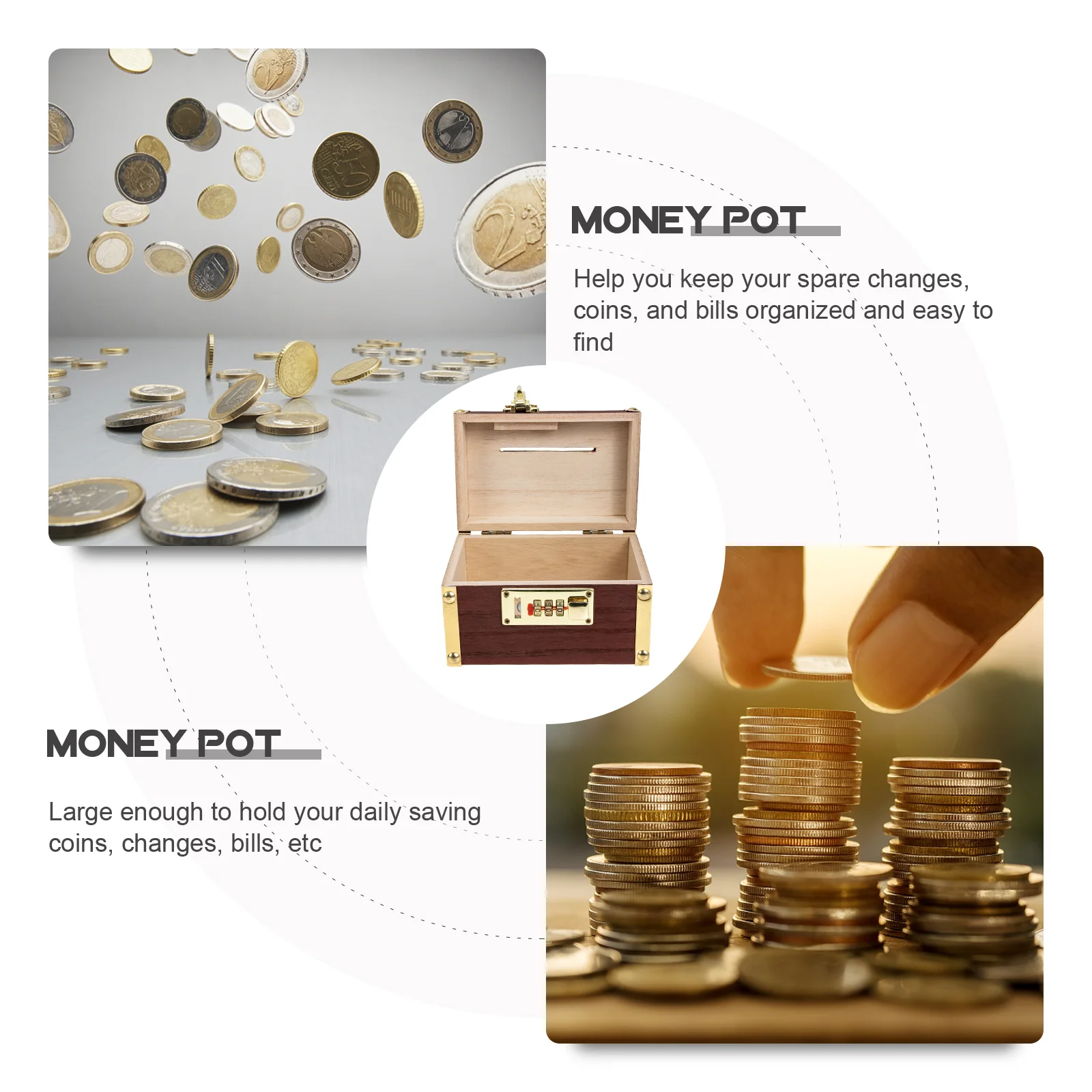 

Supvox Wooden Treasure Chest Vintage Decorative Box for Coins, Money, Jewelry and More