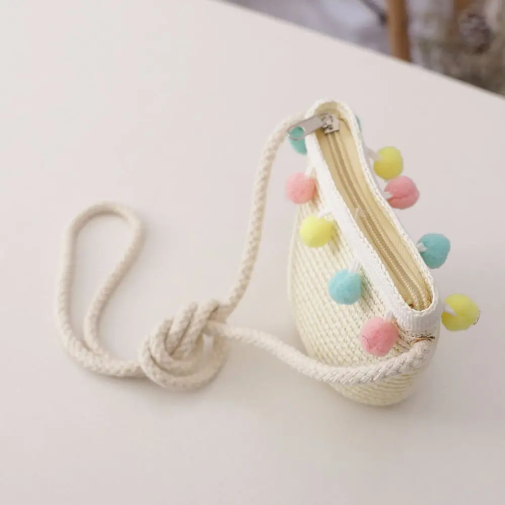 Fashion Large Sun Protection Pompom Ball Colorful Floppy Beach Hat Handbag Bucket Cap Straw Woven