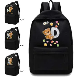 Canvas Backpack Women Shoulders School Bag Letter Name Pattern Printed Casual Backpack Designer Laptop Backpack Unisex Sport Bag