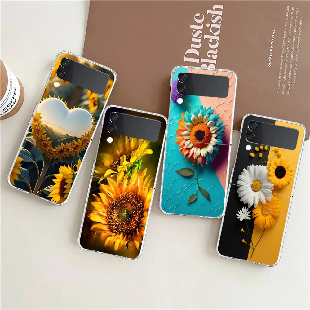 Sunflower Transparent Shockproof Hard PC Phone Case - Foldable Design