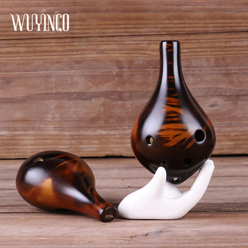 6 Hole Small Size Ocarina Strawfire Ceramic Alto C Tone Key Flute Glaze Chinese Tao Professional Musical Instrument Beginner
