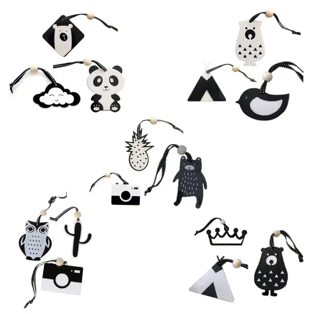 N80C Baby Pram Pendant Chain Chewable Bracelet Baby Mobile Teether Panda Bear  Toy Can Chew BPA Free Baby Teething Gift 3