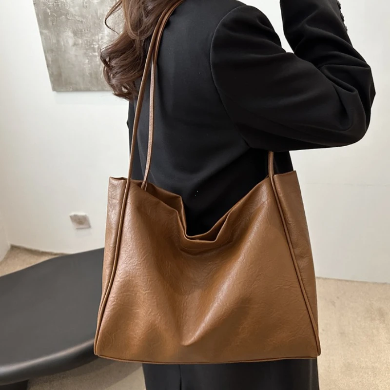 Faionable Large Capaci Soft Leather Casual Commuter Women's Bag Tote Bag Single oulder Bag Trendy Versatile Commuting Handbag