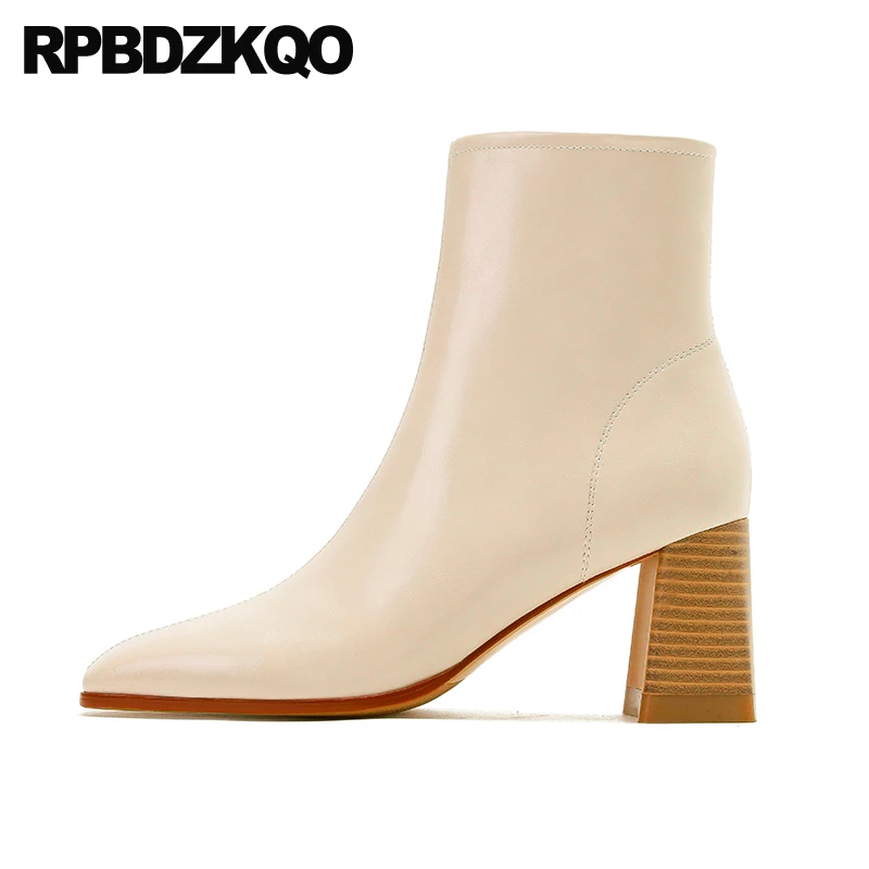 

2023 Bridesmaid Short Winter Size 34 Ankle Fur Shoes Block High Heel Women Boots Square Toe Bride Chunky Zip Up Wedding Fall