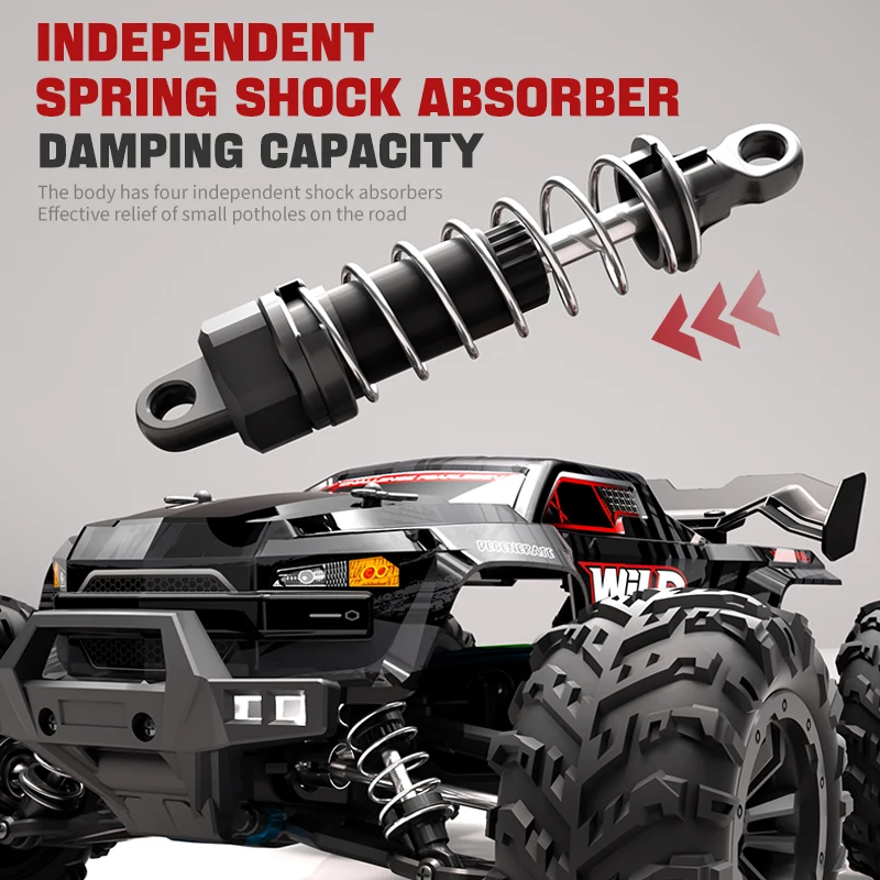 JJRC Q117-B 1/16 2.4G 4WD High Speed RC Car Brushless Motor RC Racing Car Drift Off Road Vehicle Gift Toy 70 KM/h - Black 4