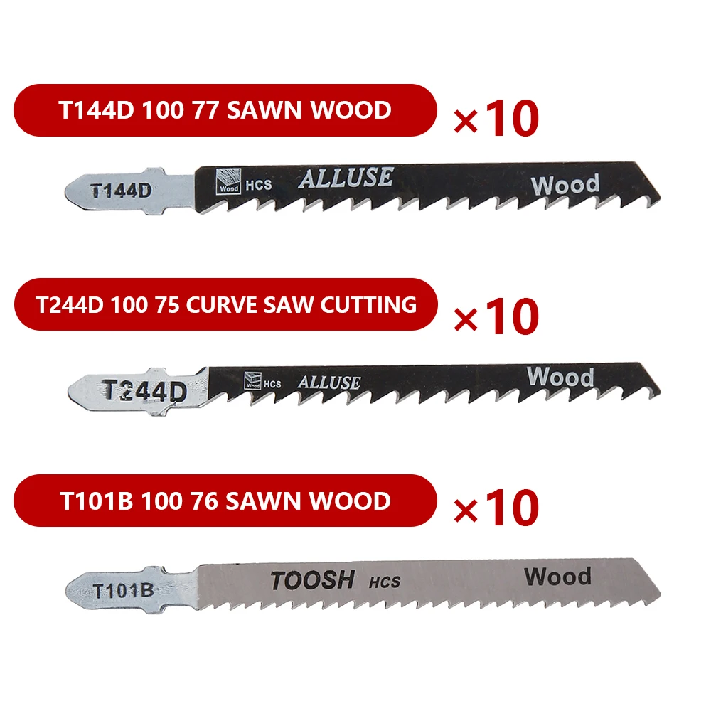 Jig Saw Blades 60Pcs Universal Jig Saw Blade Set HCS Assorted Blades Fast Cut Down Jig Saw Knife Cutter Accessories for Wood Plastic