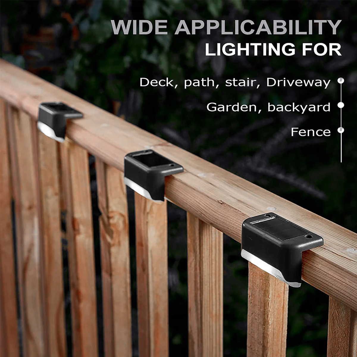 Description Picture 5 of itemWarm White Solar Fence Lamp LED Solar Step Lamp Outdoor Step Light Waterproof Garden Decor Lamp for Patio Stairs Railing Pathway