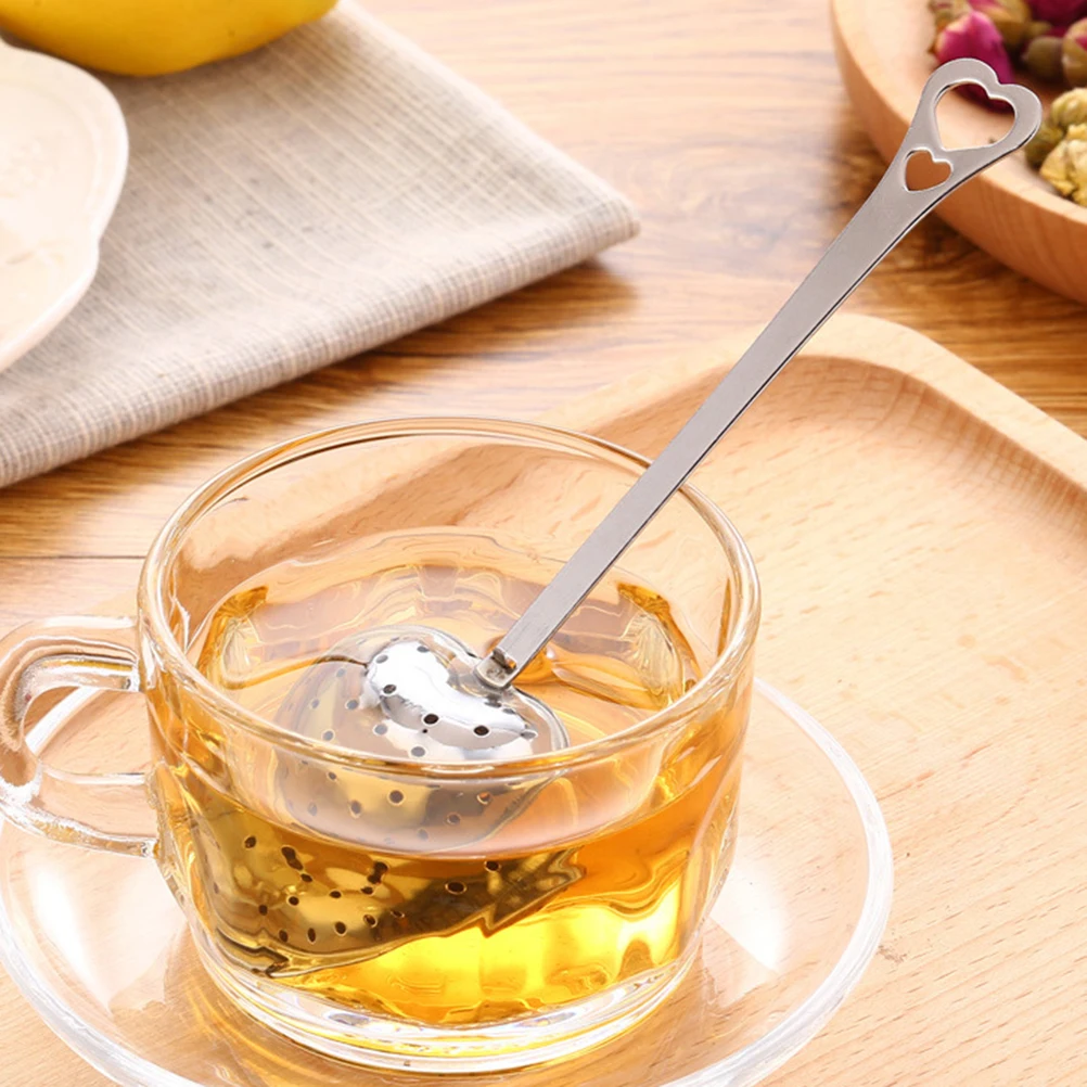 Tea Infuser 10pcs Handle Heart-shaped Tea Sink Tea Filter Long Grip Stainless Steel Mesh Heart Shaped Strainer Spoon Infuser Spoon