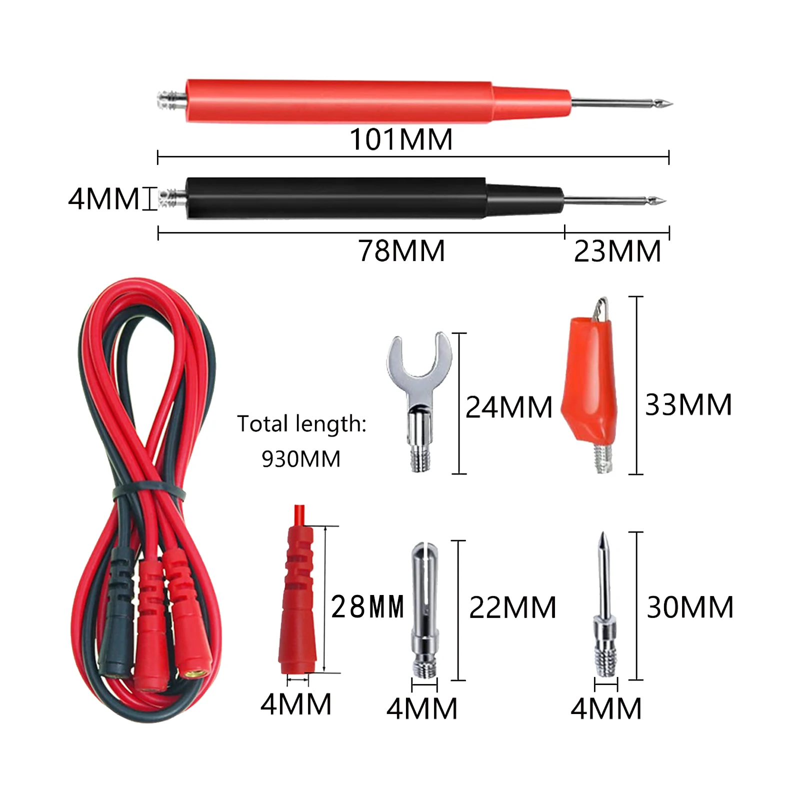 Multimeter Test Leads Kit 16pcs Replaceable Electronical Alligator Clips Probes Banana Plug Power Testing Needle Jumper Wires alligator clips,multimeter test leads