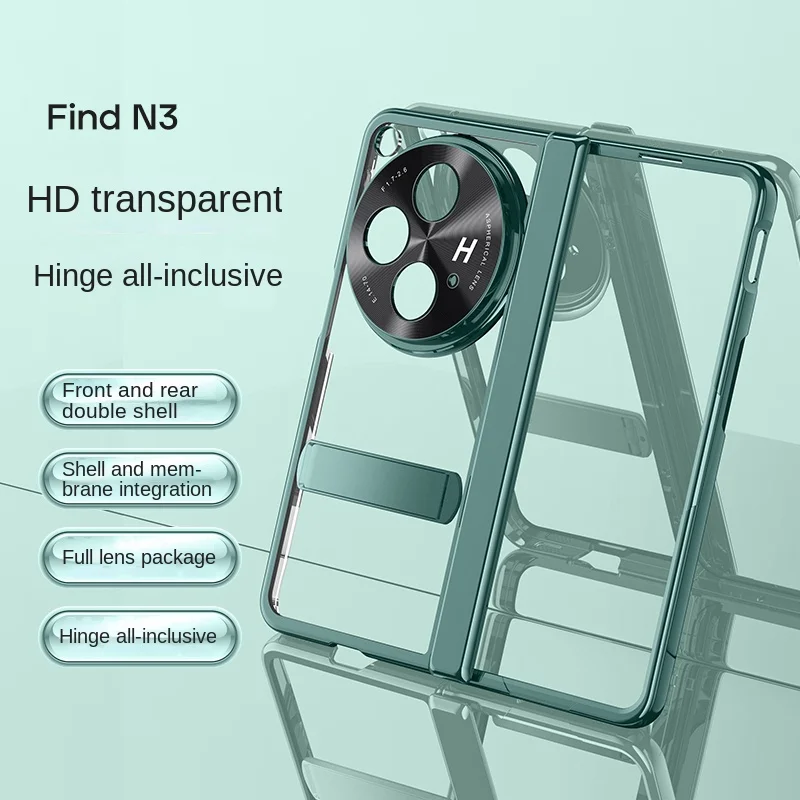 Magnetic Rotating Hinge Case For OPPO Find N3 Cover With Tempered Film Bracket Holder Folding Shockproof Transprent Hard Cover