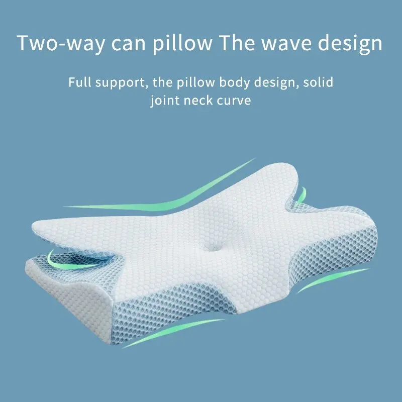 Ergonomic Memory Cotton Slow Rebound Cervical Protection Sleep Aid Ice Silk Butterfly Shaped Pillow