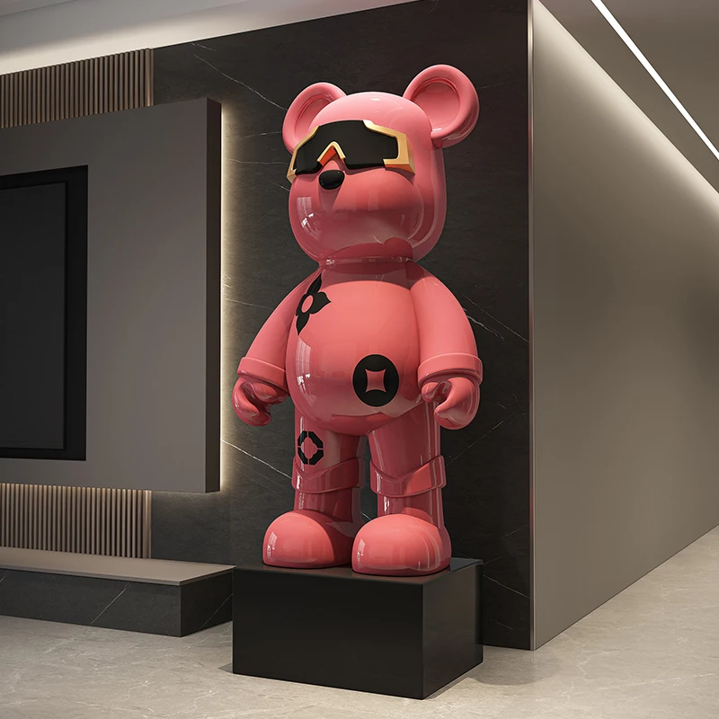 Light Luxury Pink Violent Bear Floor Decoration Living Room Sofa TV Cabinet Piggy Bank Creative Gift Sunglasses Sculpture 2