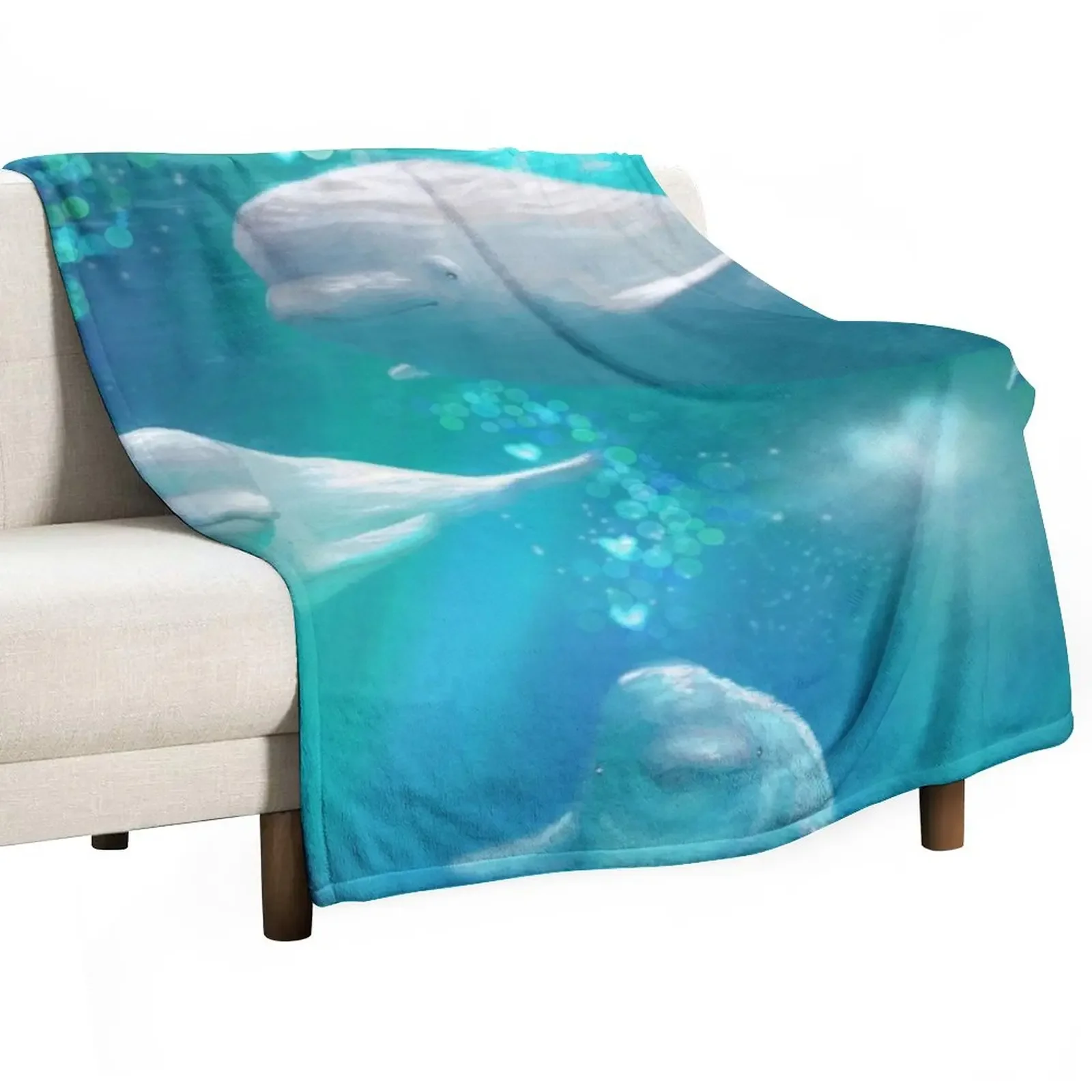 Blue Beluga Family Throw Coperta Morbida Coperta Decorativa Per Divani