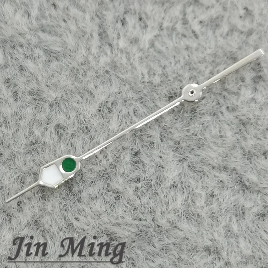 Premium Silver & Black 13mm Watch Hands with Green Luminous Finish