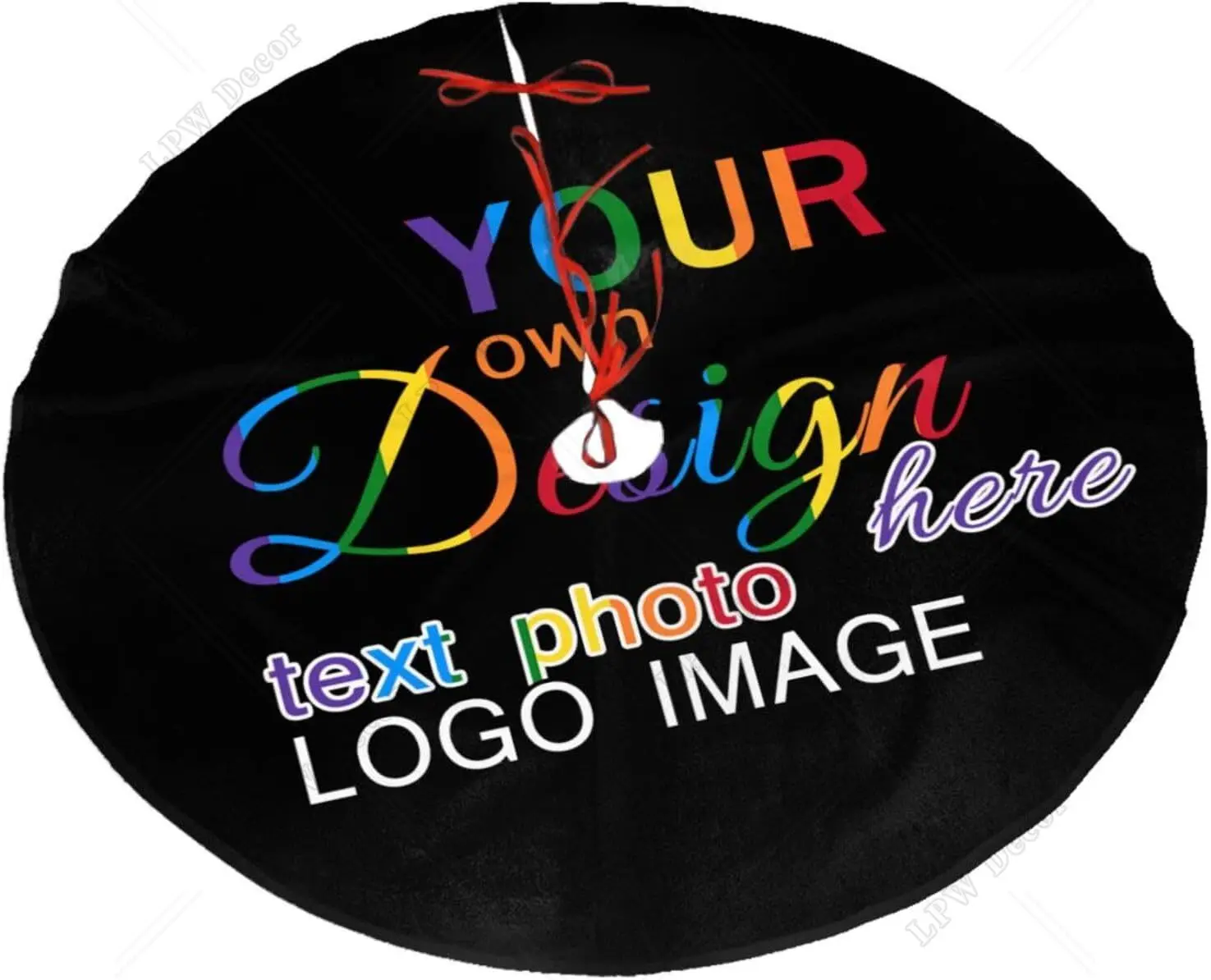 Custom Christmas Tree Skirt 40Inch Personalized Xmas Tree Skirt with Photo Logo Image Text Xmas Farmhouse Party Tree Decorations