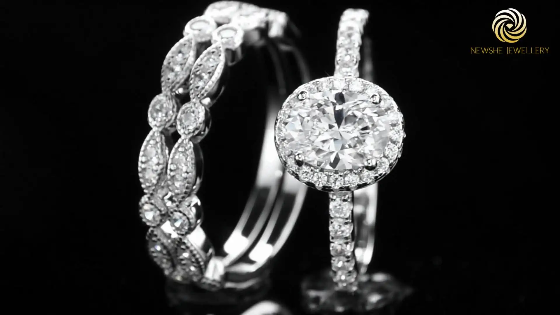 Newshe 3 Pezzi Anelli di Fidanzamento per Matrimonio Set per Donna Gioielli in Argento Sterling 925 Fasce Art Déco Anello Ovale con Zircone Cubico AAAAA  36