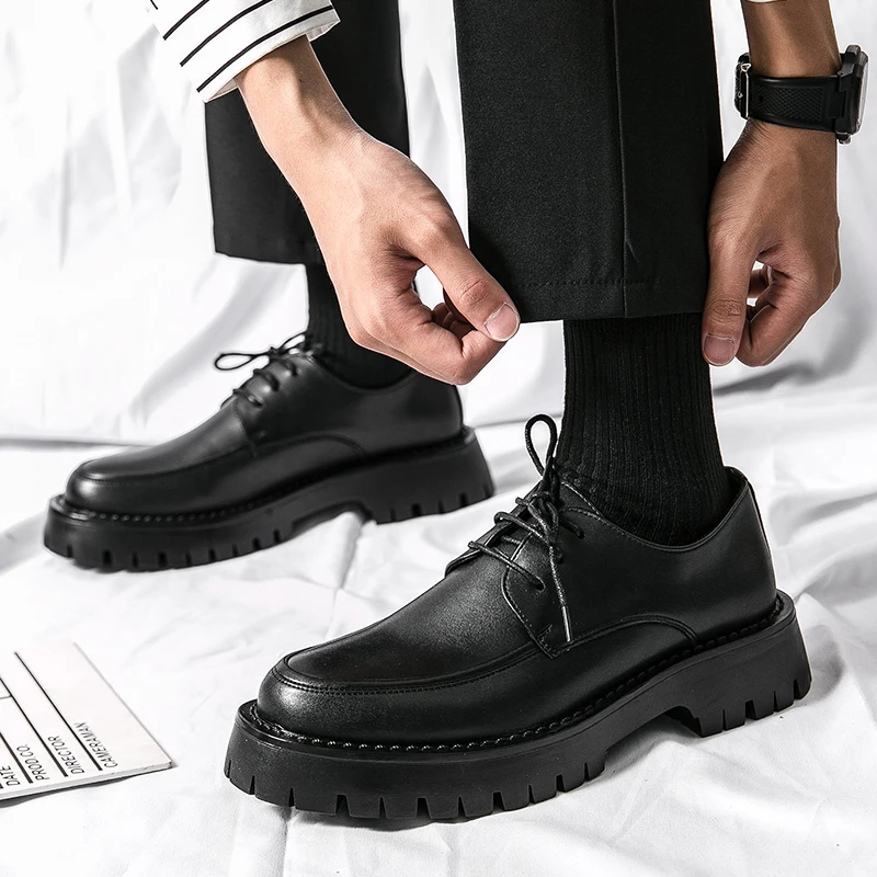 

Классические Кожаные мужские туфли-оксфорды в стиле ретро, носимые туфли на толстой подошве, оригинальные Формальные Деловые повседневные офисные туфли на шнуровке