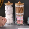 1 Pcs Cotton Swab Organizer Storage Bamboo Cover Acrylic Round Organizer Makeup Storage Box Container Organizadores 2