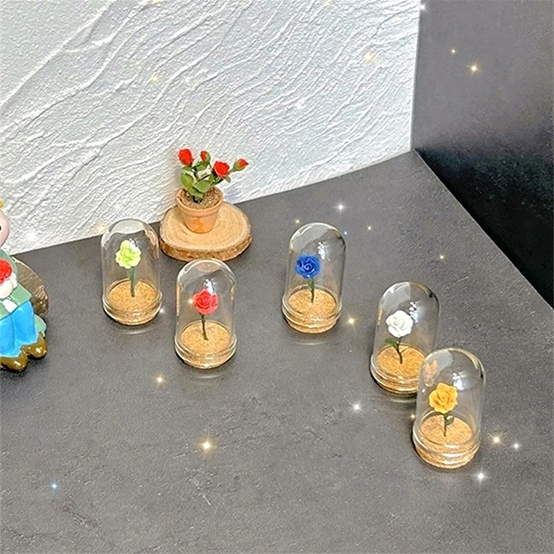 

1Pc Dollhouse Miniature Plant Dollhouse Mini Realistic Rose Flower Ornament Dollhouse Home Decoration Gift For Kids