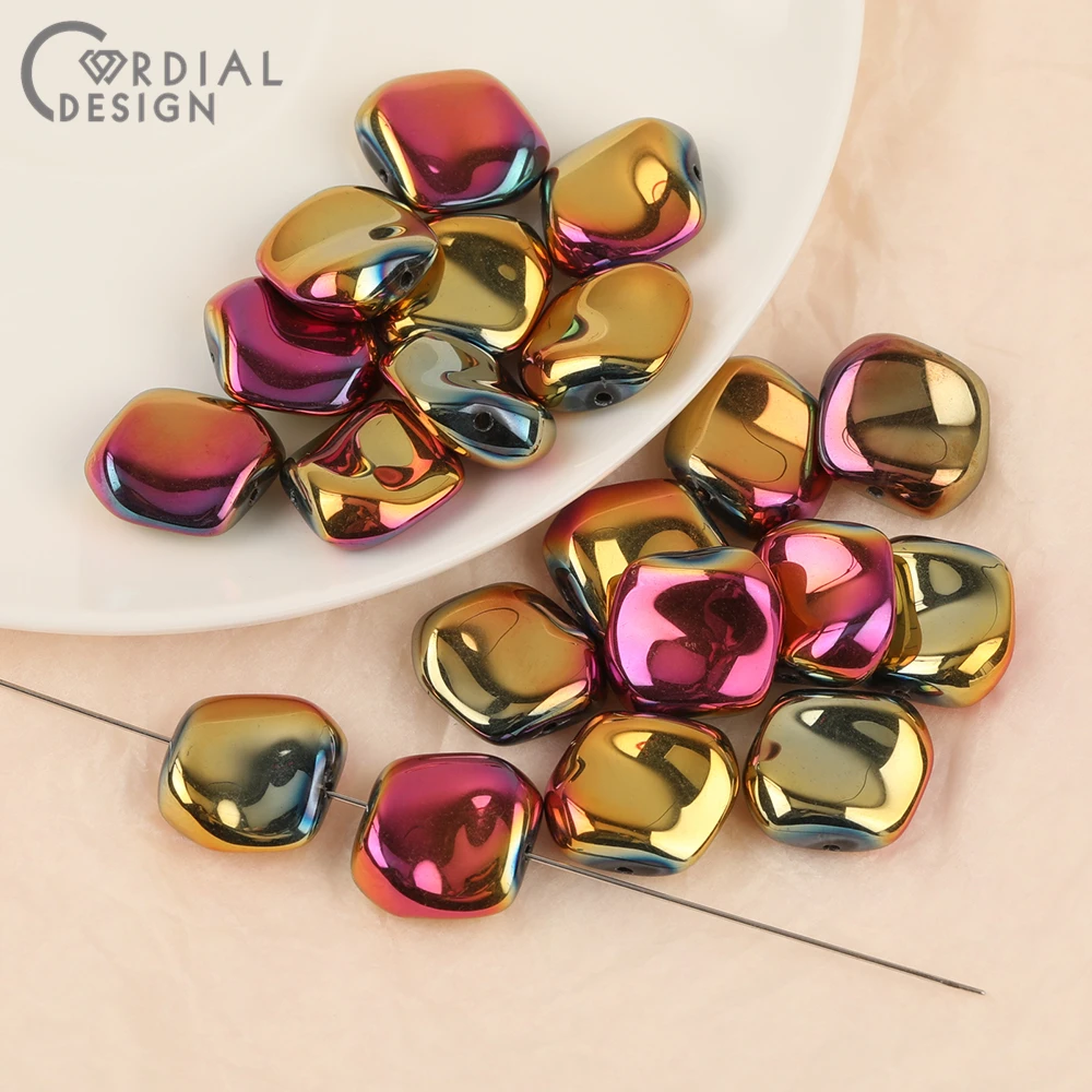 Cordial Design 17*18MM 100pcs Hand Made/DIY Glass Bead/Aurora Effect/Irregular Shape/Jewelry Findings & Components/Beads Making - cordial