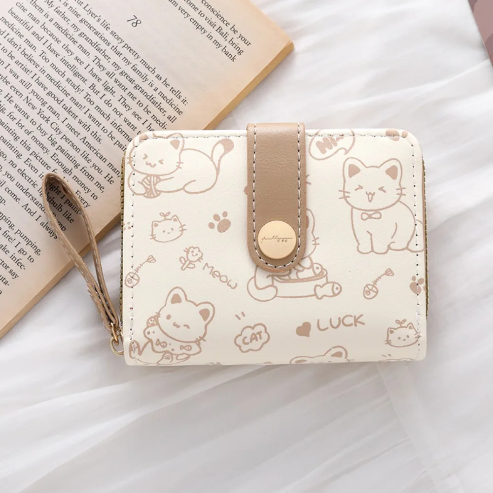 Fashion Cute Cat Short Wallet Large Capacity PU Leather Coin Purse Lightweight Women Wallet 1