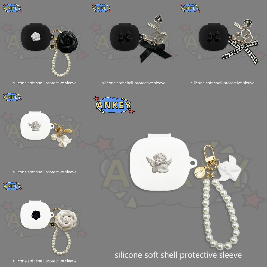 

for Xiaomi Air 3 SE / 2 SE / Buds 4 Pro Case Black Flower Earphone Silicone Earbuds Soft Protective Headphone Cover Headset Skin