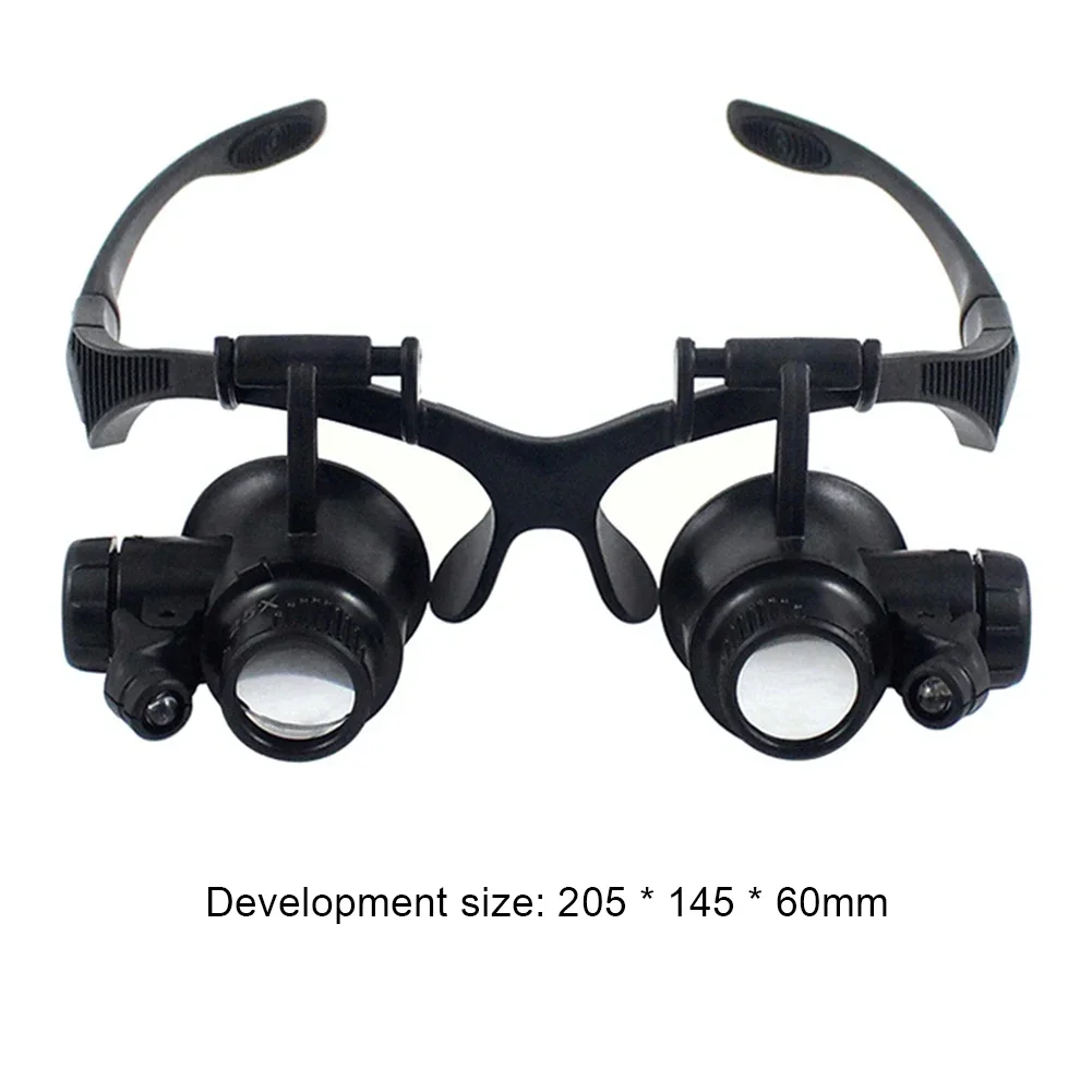 Hand Wearing Magnifier Glasses Magnifying 10X 15X 20X 25X 2LED Professional Magnifier Glasses for Reading Jewelers Repair