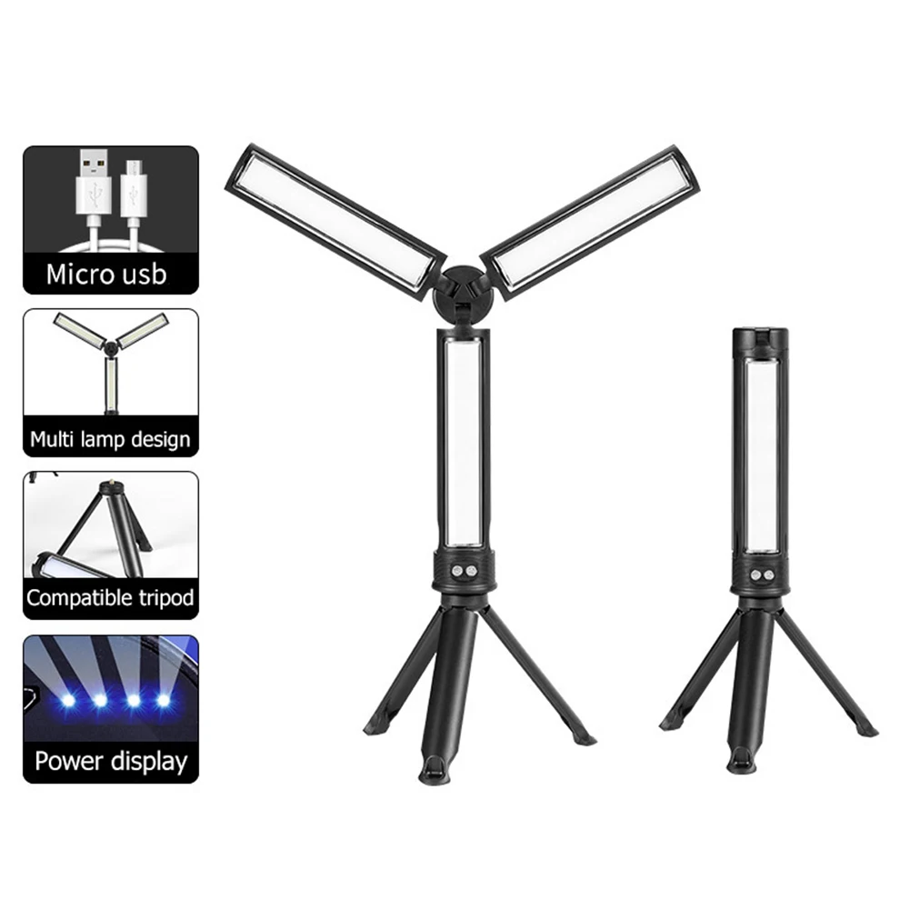 접이식 밝은 램프 USB 충전 자동차 수리 작업 조명, 2850mAh 수리 비상 조명, 조도 조절 야외 캠핑용