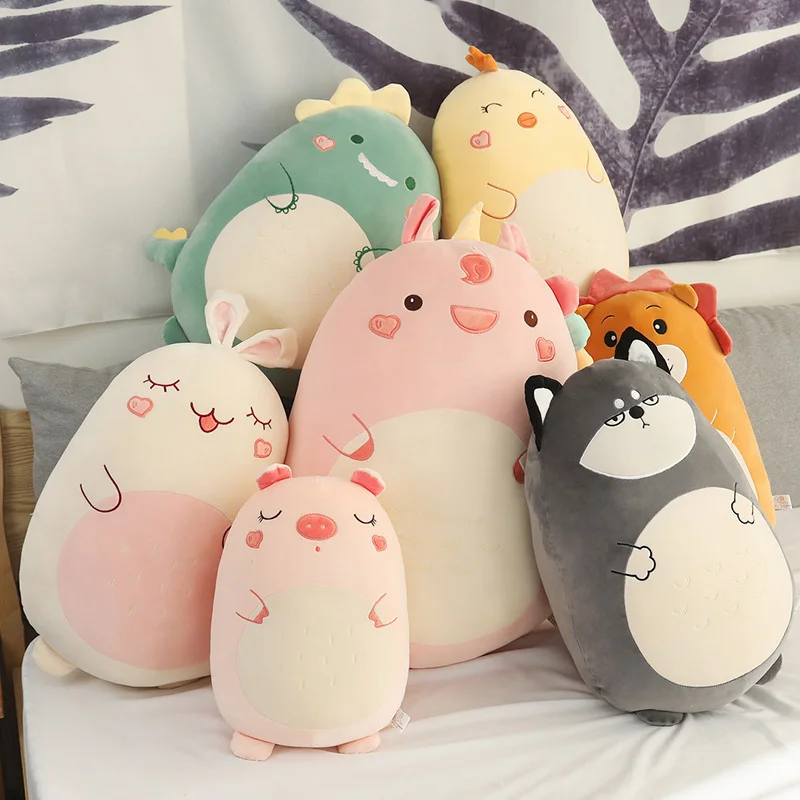 Cartoon Stuffed Animals Plush Throw Pillow Toy Cute Dinosaur Lion Unicorn Rabbit Plushies Cushion Anime Soft Kids Toys for Girls