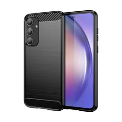 Durable Rubber Carbon Fiber Soft TPU Silicone Back Phone Case - Galaxy A32 4G (Black)