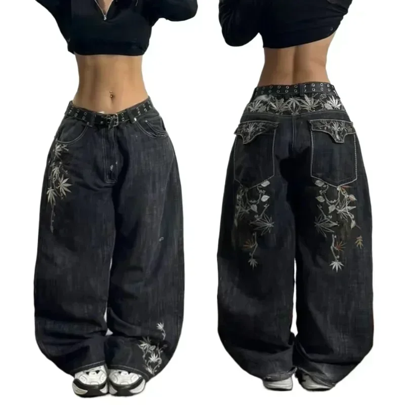 パンツ BTSG Wide Denim Baggy Pants Unisex Y2K Unisex Y2K Hip Hop Street Jeans Skeleton Print Gothic Baggy Jeans