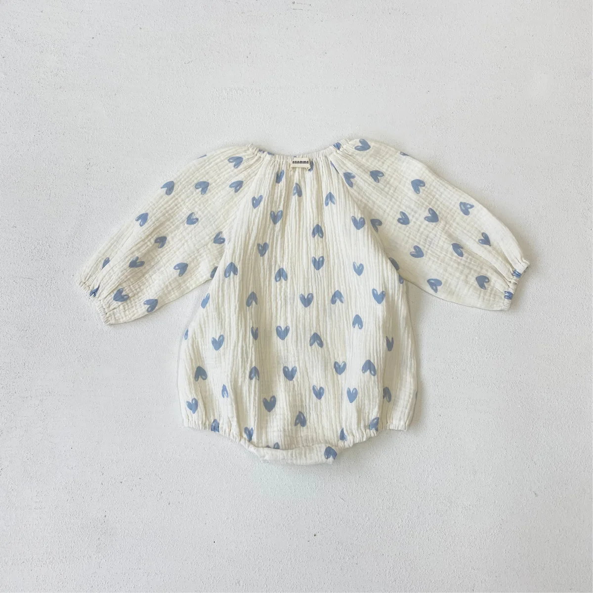 2025 Summer New Baby Girl Blue Heart Print Bodysuit Newborn Cotton Long Sleeve Jumpsuit For Infant Girl Clothes 0-24M 5 2025 Summer New Baby Girl Blue Heart Print Bodysuit Newborn Cotton Long Sleeve Jumpsuit For Infant Girl Clothes 0-24M - Image 5