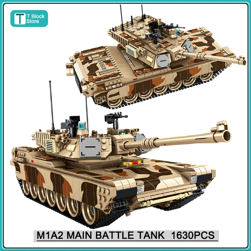 

WW2 Military M1A2 Main Battle Tank Series Building Blocks Bricks Model MOC Army Weapon Soldier Sets Kid Toys Boys Christmas Gift