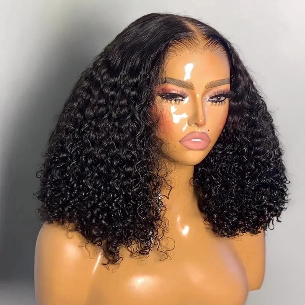 Pre Cut No Glue Water Wave 13x4 Bob Wigs Curly 7x5 Glueless Wig Human Hair Ready To Go Lace Frontal Wigs For Women Pre Plucked human hair wig