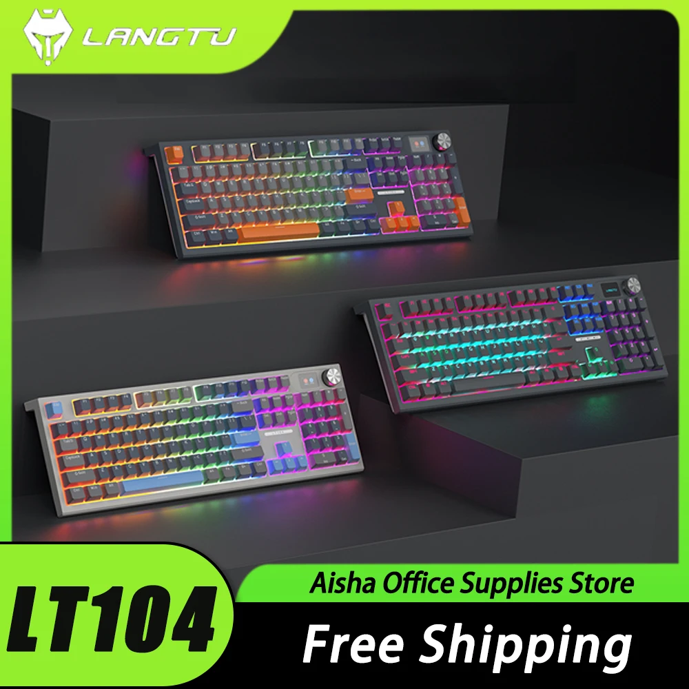 

Langtu Lt104 Mechanical Keyboard Blurtooth Wireless 2.4g Wired Tri Mode Gamer Keyboard RGH Backlit For Computer Office Accessory