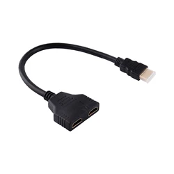 Dual HDMI Female to HDMI Male Splitter Adapter Cable (Black)