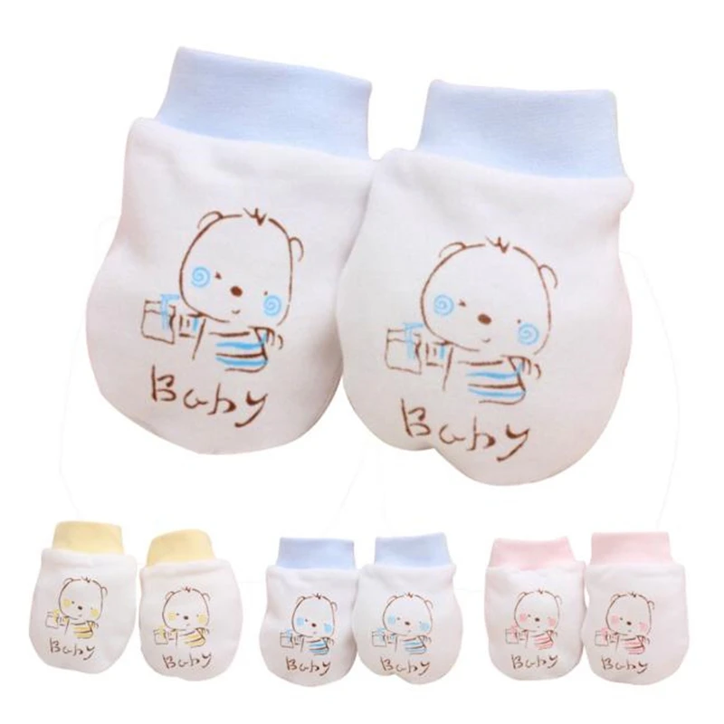 Newborn Gloves Cartoon Anti-grasping Gloves Four Seasons Newborn Safety Boys Girls Anti Scratch For Protection Face Baby Mitten baby stroller mosquito net