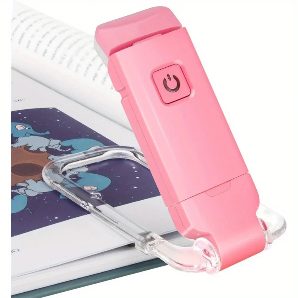 2-Pack, Rechargeable Reading LED Clip-on Book Light, Bedside Compact Light, Brightness Adjustable, Eye Protection-Pink