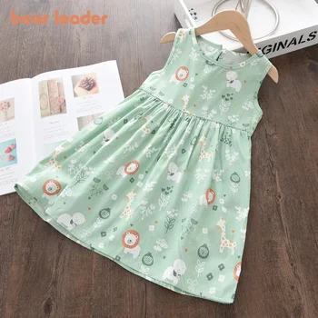 Bear Leader Summer Girls Dress Casual Princess Dresses Sleeveless Print Flower Costumes Kids Vestidos Cotton Floral Dress 2-7Y 1