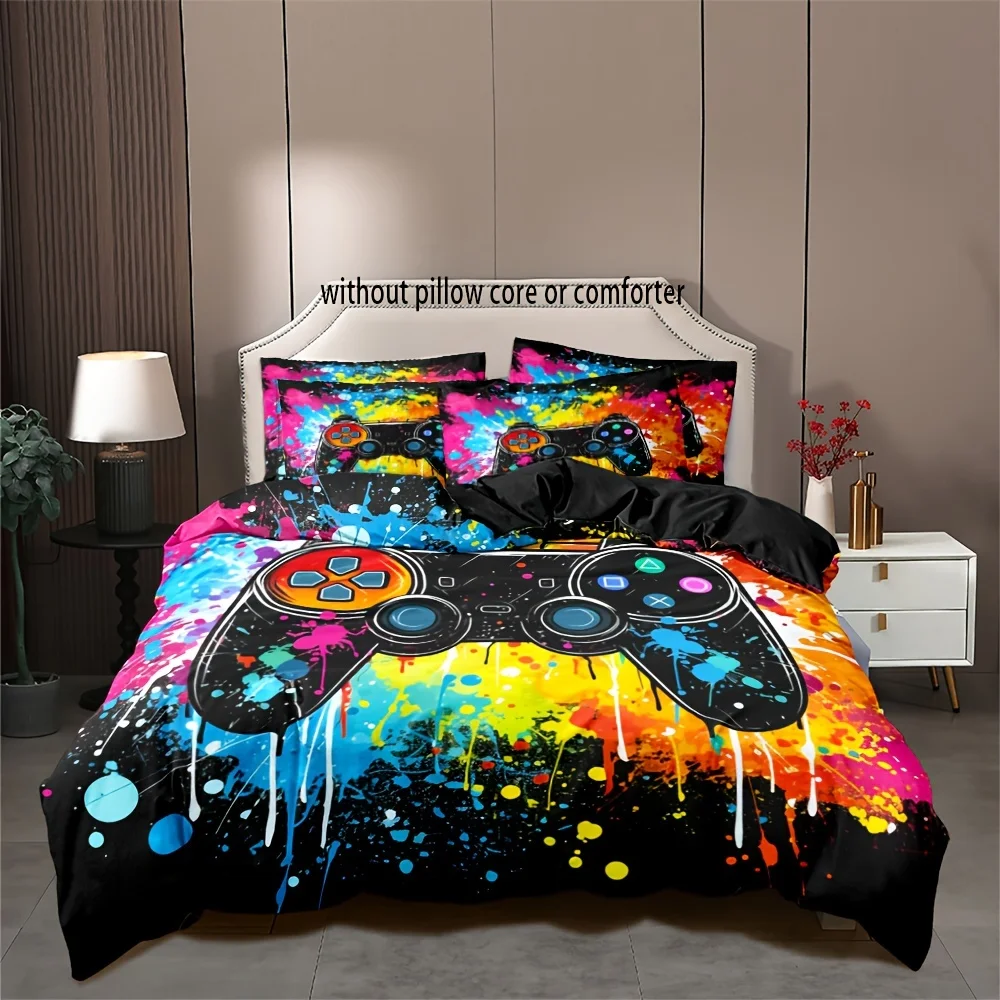 

Fashion Duvet Cover Set Doodle Game Controller Print Bedding Set Soft Comfortable Breathable Duvet Cover For Bedroom