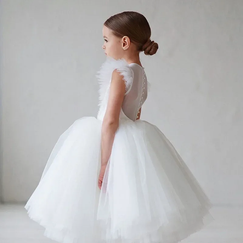 

Baby Girl Princess Fly Sleeve Tutu Dress Infant Toddler Vintage Tulle Vestido Party Pageant Wedding Birthday Ball Gown
