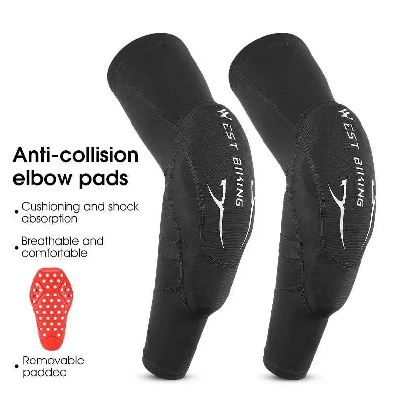 WEST BIKING Motorcycle Sport Protection Elbow Support Skateboard UV Protective Riding Non-Slip Arm Sleeves Removable Elbow Pads