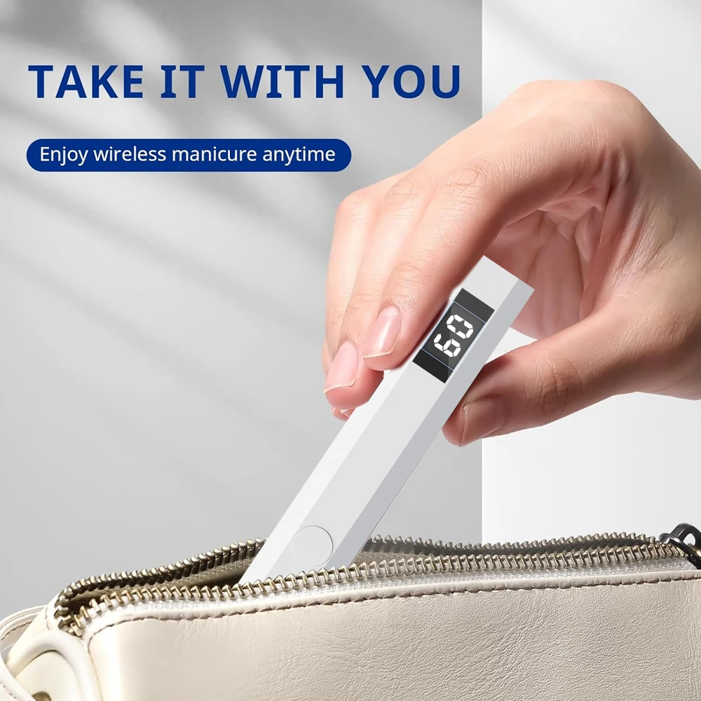 Handheld UV Light for Gel Nails, Rechargeable Mini Nail Lamp with Timer & Display for Flash Cures, Fast Drying and Manicure Art